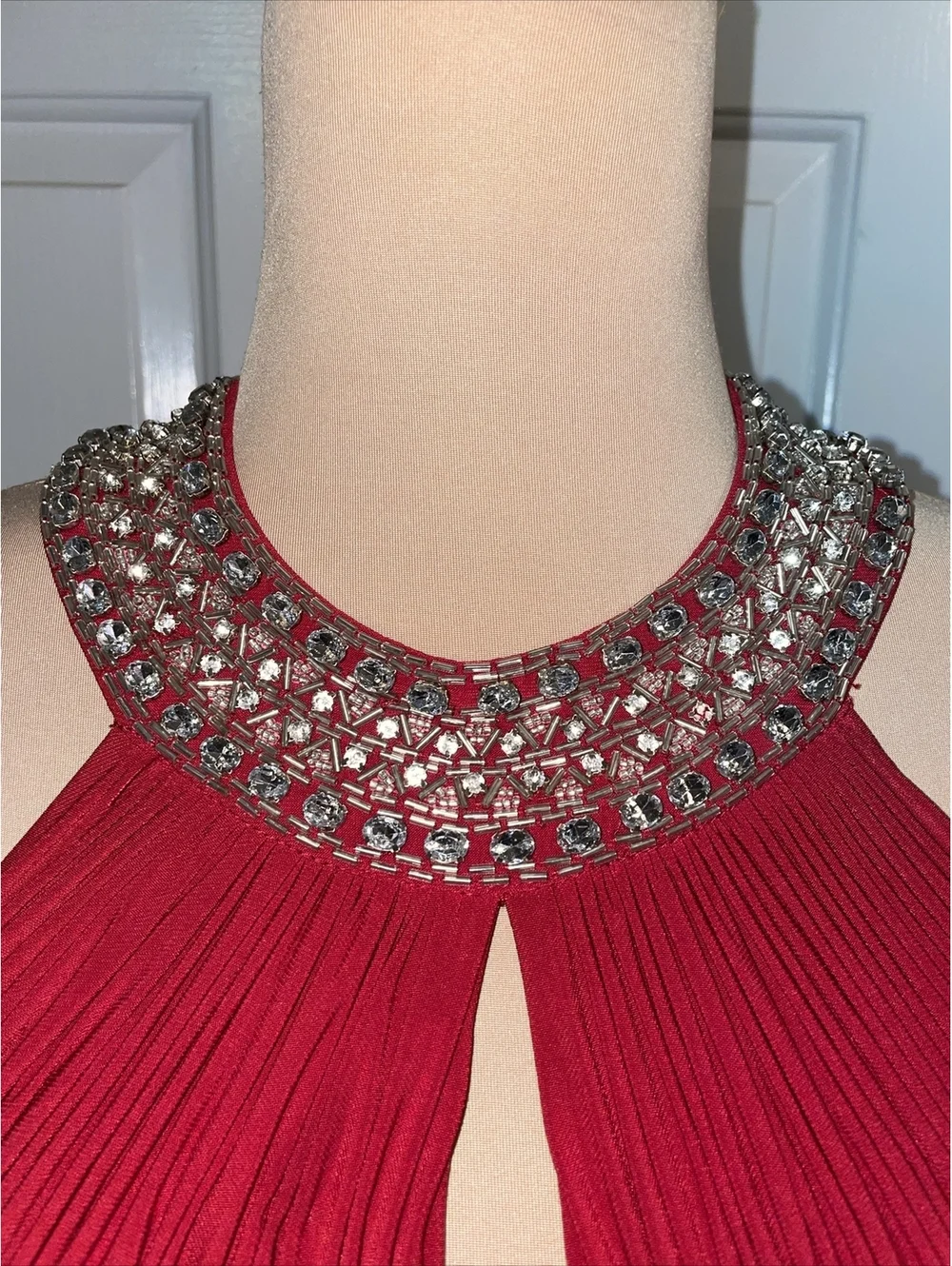 JS boutique Vintage Red Beaded Gown/Prom Dress Size 4